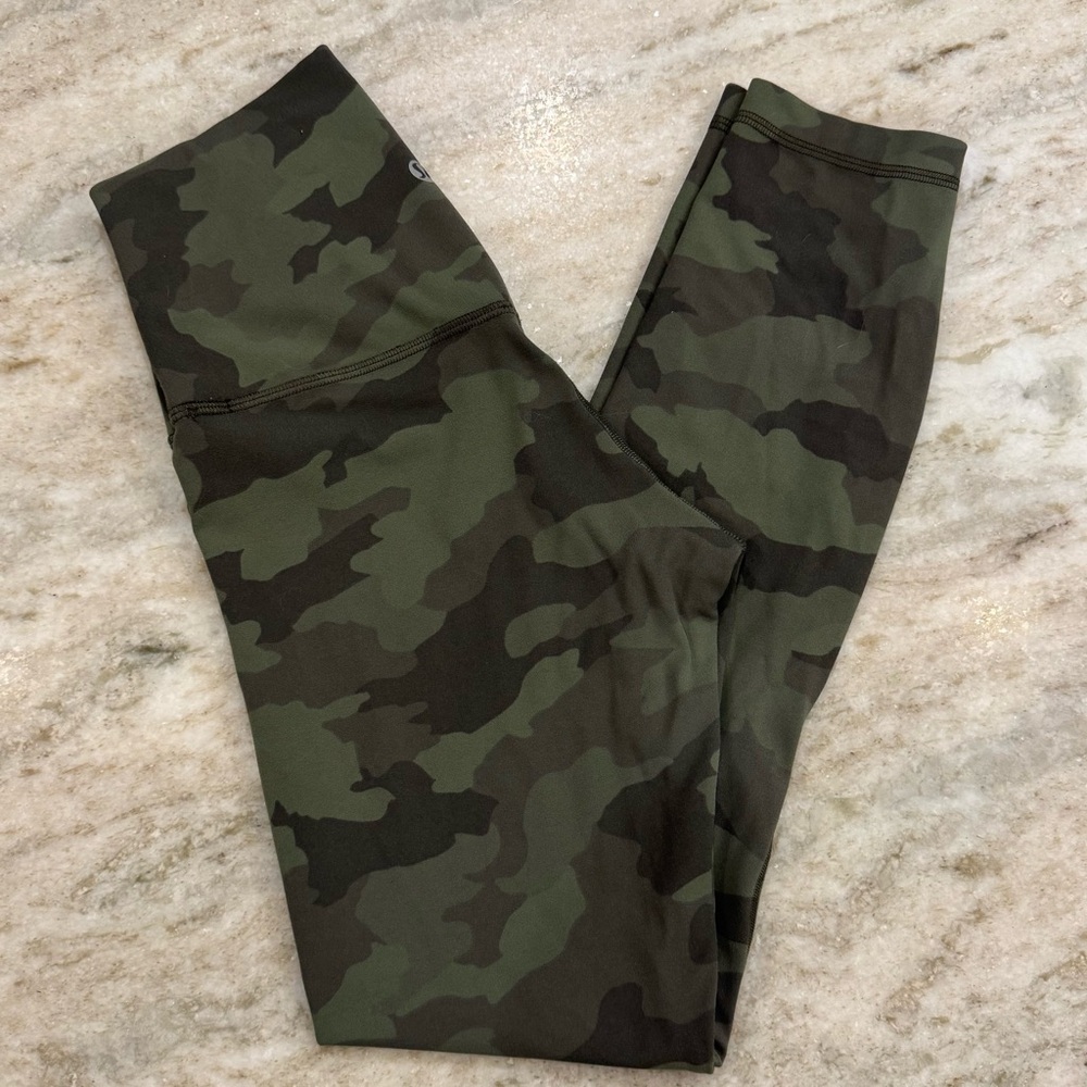 Lululemon Align Green Camouflage Leggings, Size 4